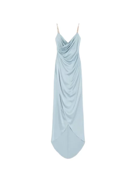 Lung rochie Valentino Garavani cu broderie din satin albastru