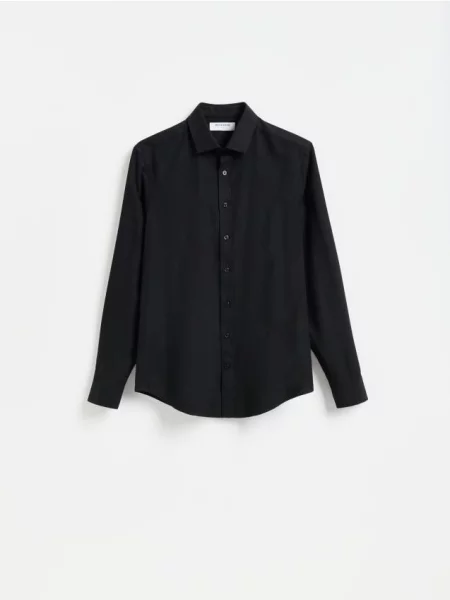 Reserved Cămașă slim fit din egiptean negru