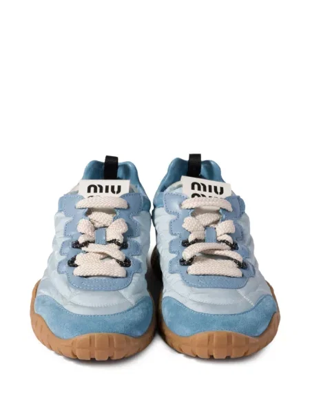 Sneakerși Miu Miu din piele de căprioară albastru
