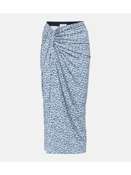 Fustă midi Marant Etoile cu imagine din jerseu până la genunchi albastru