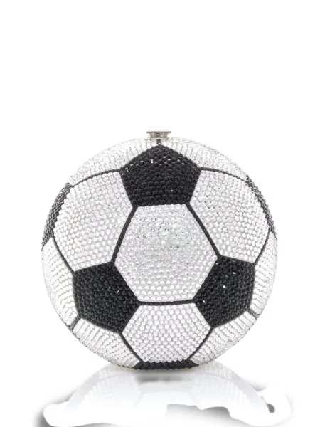 Fotbal geantă plic Judith Leiber alb