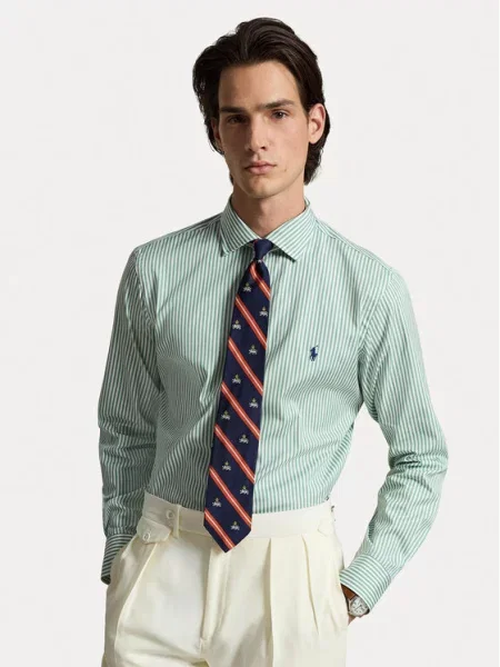 Polo Ralph Lauren Marškiniai Šviesiai Custom Fit žalia
