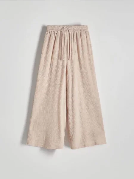 Reserved Spodnie culotte kremowy