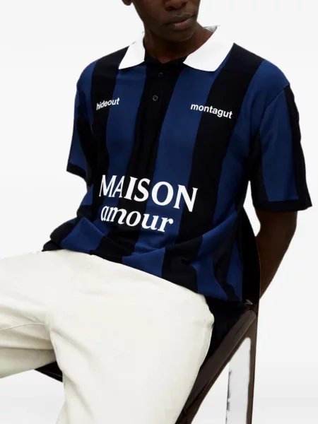 Tricou polo Maison Hideout cu imagine albastru