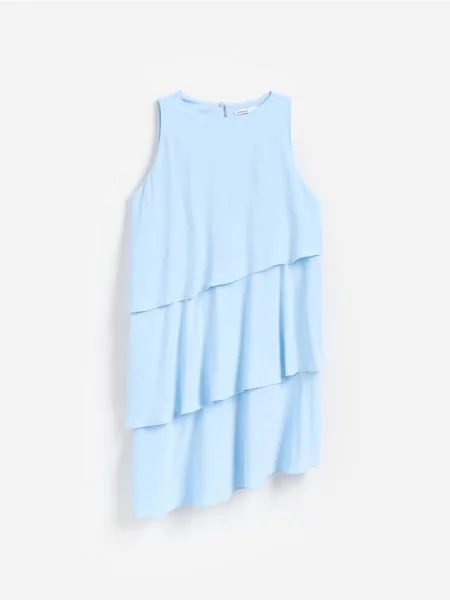 Reserved Rochie mini asimetrică albastru-pal albastru