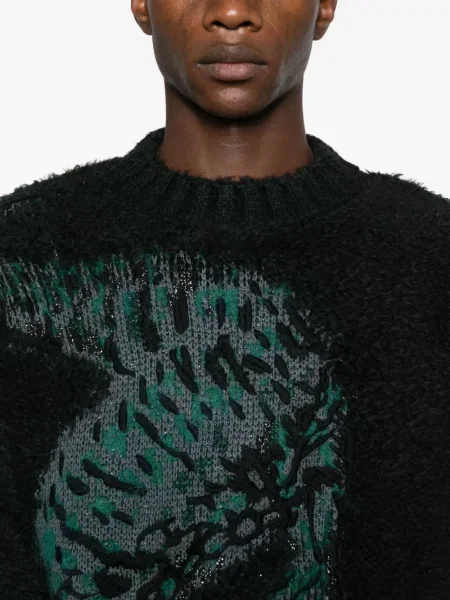 Pulover Lacoste din jacard negru