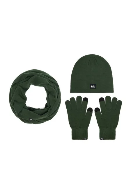 Set klobuk bandana in rokavice Quiksilver Temno zelena