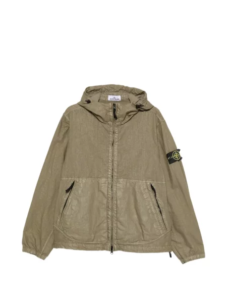 Geacă Stone Island cu glugă cu strasuri verde