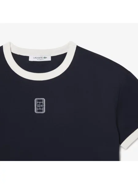 Lacoste Koszulka Z Jerseyu Z Haftowaną Naszywką granatowa