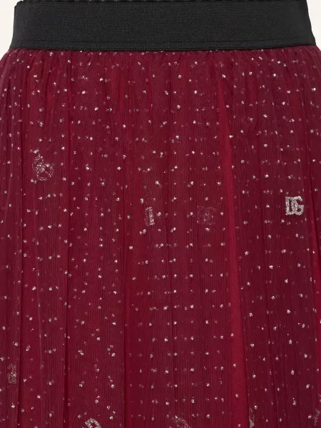 Dolce & Gabbana Tylová Sukně tmavě červená/ stříbrná červené