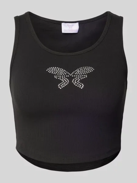 Top Felicious z kamieniami czarny