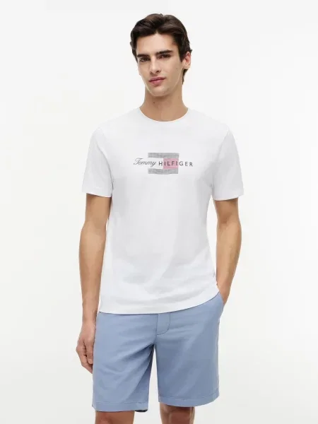 TOMMY HILFIGER Tričko červená / čierna biela