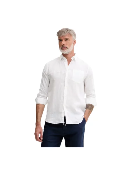 Vilebrequin Koszula Lniana Caroubis O Kroju Comfort Fit weiss biała