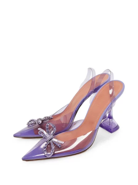 Pantofi cu toc Amina Muaddi cu funde violet