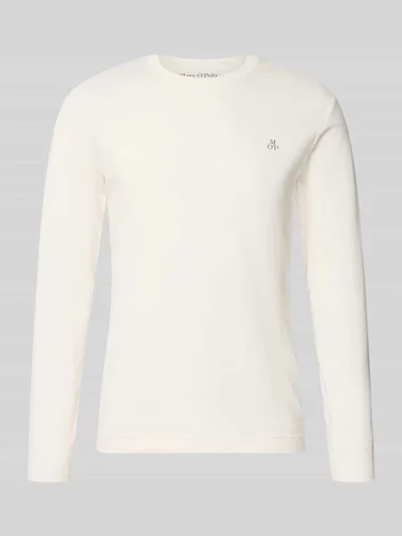 Shaped Fit koszulka z długim rękawem z czystej bawełny Marc O'polo biała