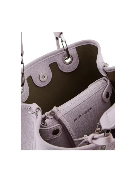 Lniana shopperka Emporio Armani fioletowa