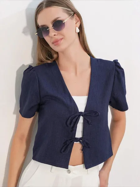 Bigdart Bolero Crop Top mornarsko plava
