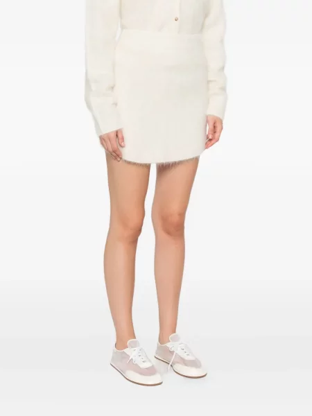 Fusta mini Soft Goat de lână alb