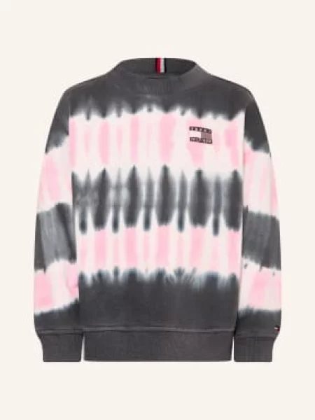 Tommy Hilfiger Mikina tmavě šedá / růžová bílá
