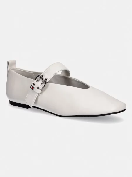 Tommy Jeans balerini din piele TJW BALLERINA BUCKLE bej