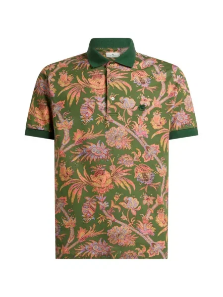 Tricou polo Etro cu model floral verde