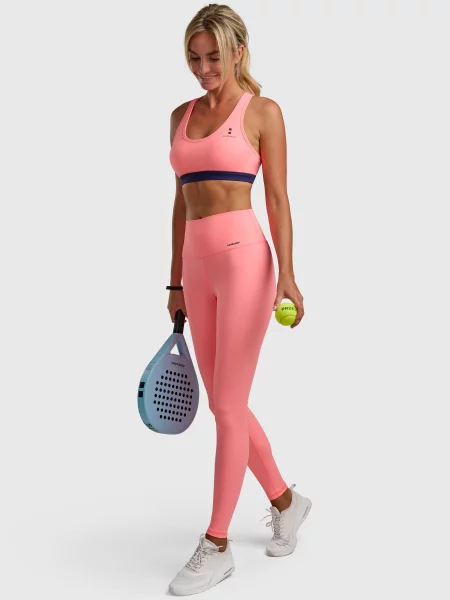 Legginsy do tenisa/padel Smart z kieszenią na piłki pomarańczowe