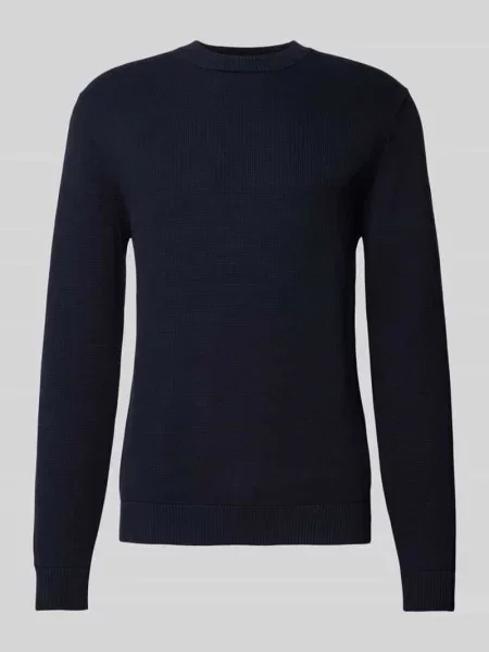 Sweter z dzianiny o kroju regular fit z czystej bawełny model ‘DANE’ Selected Homme granatowy