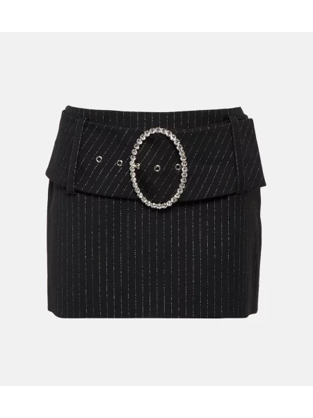 Spódnica Alessandra Rich z niską talią wełniana w paski