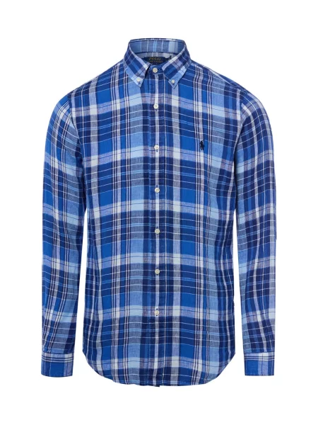 Polo Ralph Lauren koszula lniana Mężczyźni Modern Fit len w kratkę M niebieski