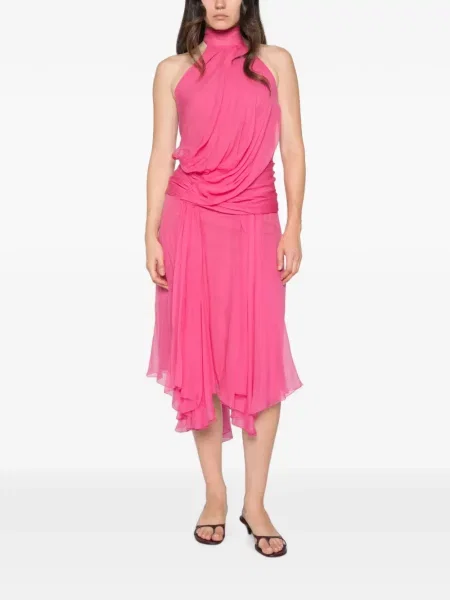 Rochie Alberta Ferretti drapată cu gât halter roz
