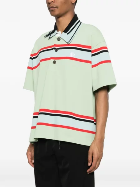Tricou polo Kolor cu dungi scurt verde