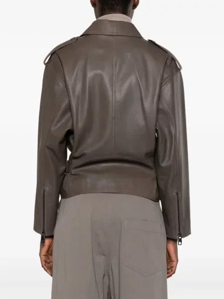 Ζωσμένος δερμάτινο μπουφάν Emporio Armani καφέ