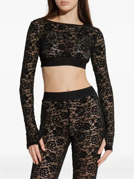 Φλοράλ μακρύς τοπ Versace Jeans Couture με δαντέλα μαύρο