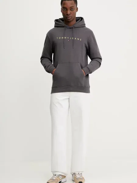 Tommy Jeans hanorac cu glugă bărbătesc din gri