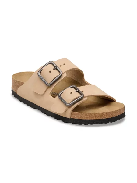 Birkenstock klapki skórzane Arizona beżowe