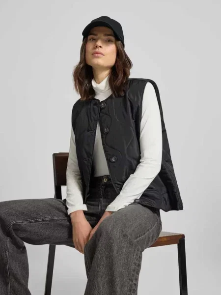 Kamizelka pikowana w kroju regular fit z jednorzędowym zapięciem na model MILLIE' Vero Moda czarna