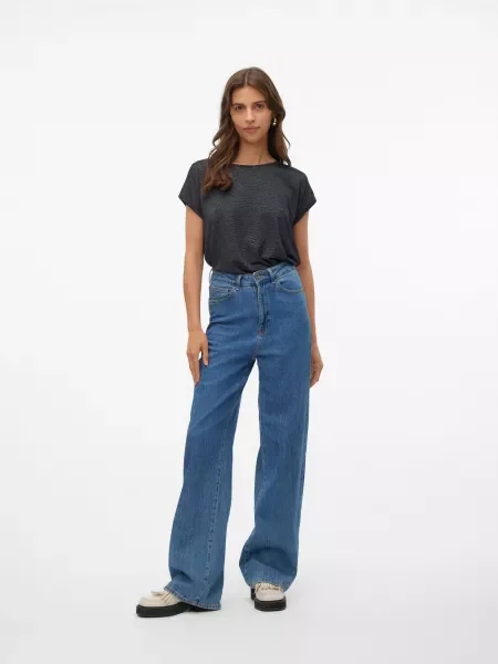 VERO MODA Tričko VMLAVA / strieborná čierna