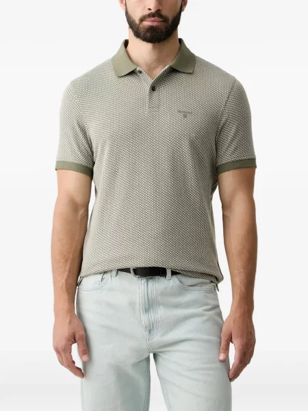 Scurt tricou polo Barbour cu imagine cu imprimeu geometric verde