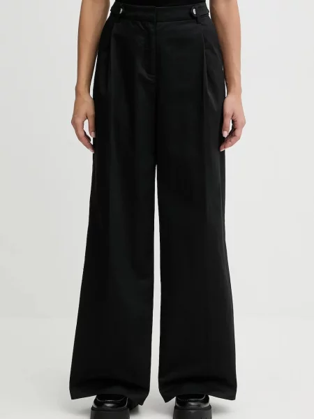 Karl Lagerfeld Jeans pantaloni de lat high waist negru