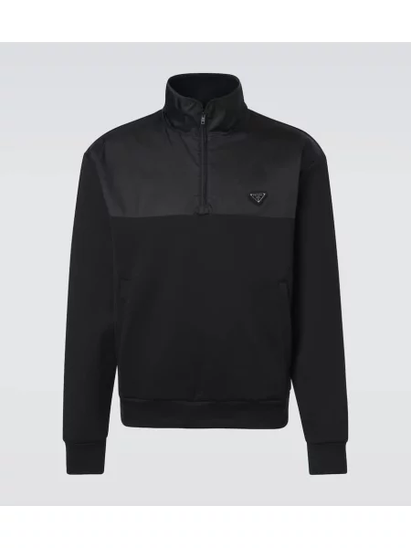 Patentni zatvarač na pola jakna od flisa Prada od flisa crna