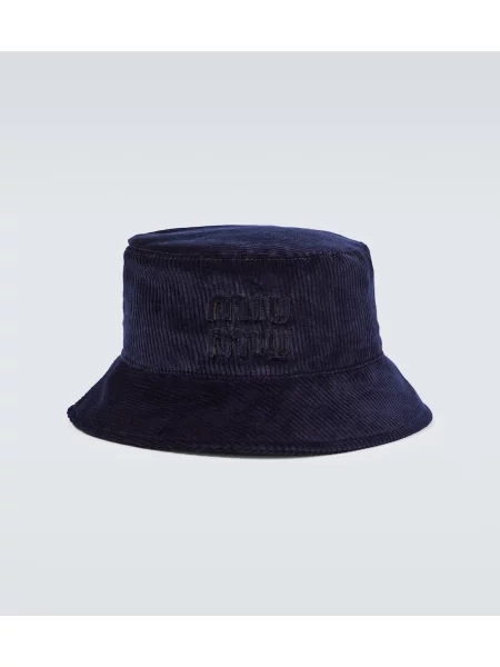 Klobuk bucket Miu Miu iz rebrastega žameta z avtogramom modra