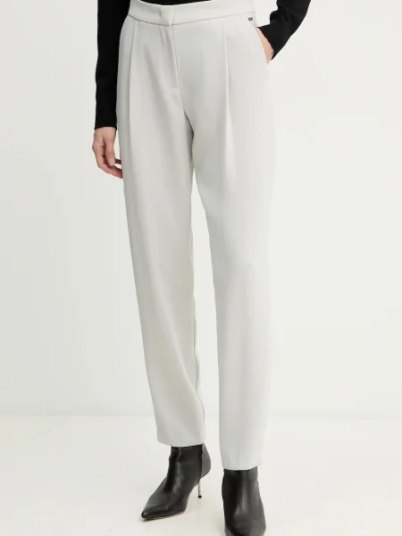 Armani Exchange pantaloni drept high waist gri