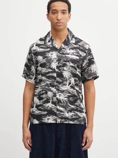 A Bathing Ape cămașă Palm Tree Camo Open Collar