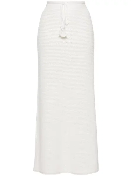 Fusta maxi Self-portrait tricotate alb