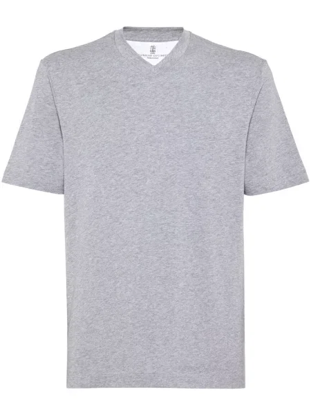 Scurt tricou Brunello Cucinelli cu decolteu în V gri