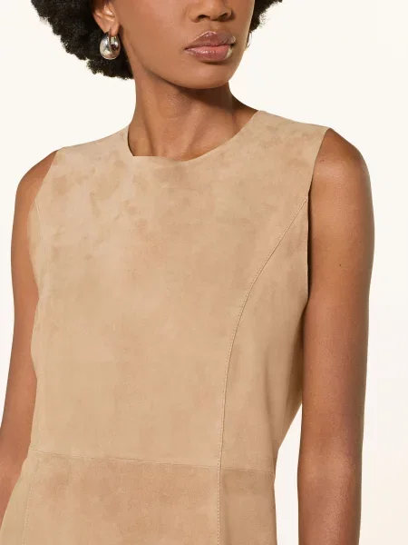 Mrs & Hugs Skórzana Sukienka beige beżowa