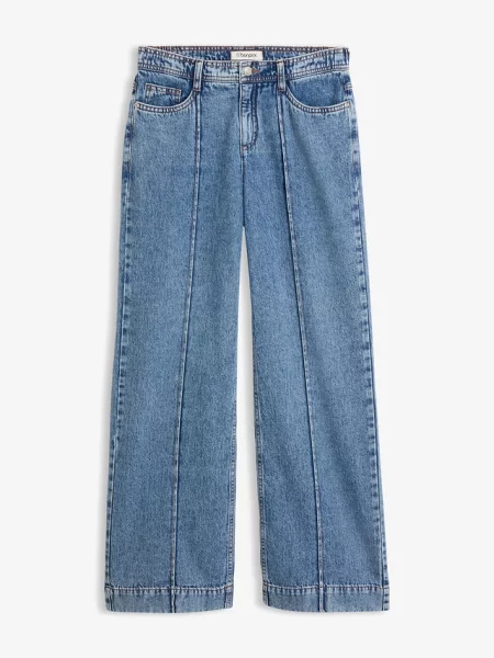 Lekkie jeansy wide leg mid waist niebieskie
