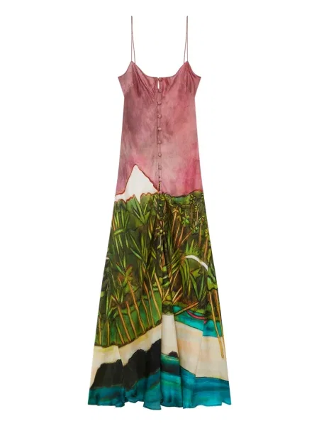 Rochie midi Donde Esteban cu imagine până la genunchi de costum verde