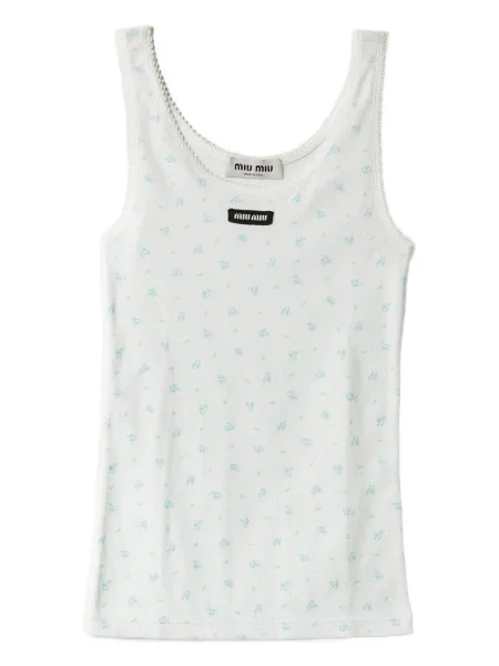 Top Miu Miu cu model floral cu imagine alb