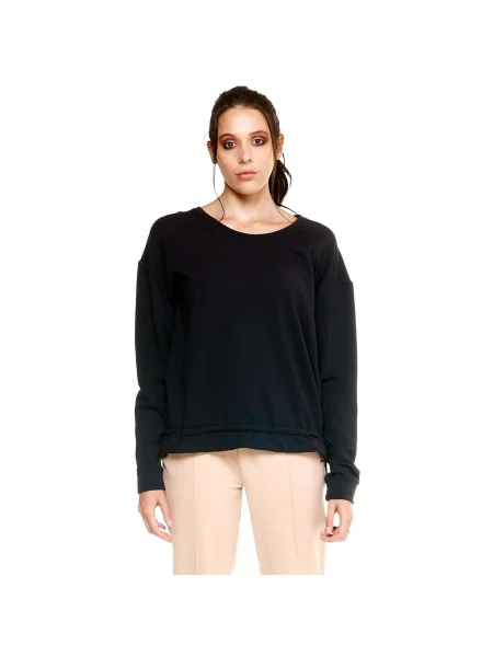 Lung tricou Leone 1947 din fleece cu mâneci lungi negru